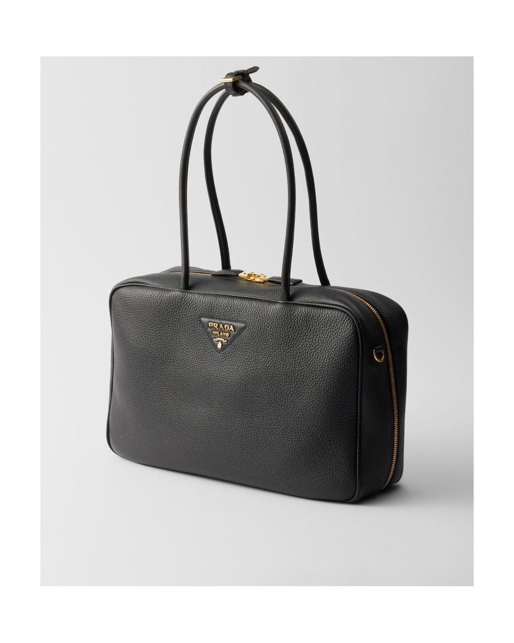 Prada Black Zip-Up Top Handle Bag