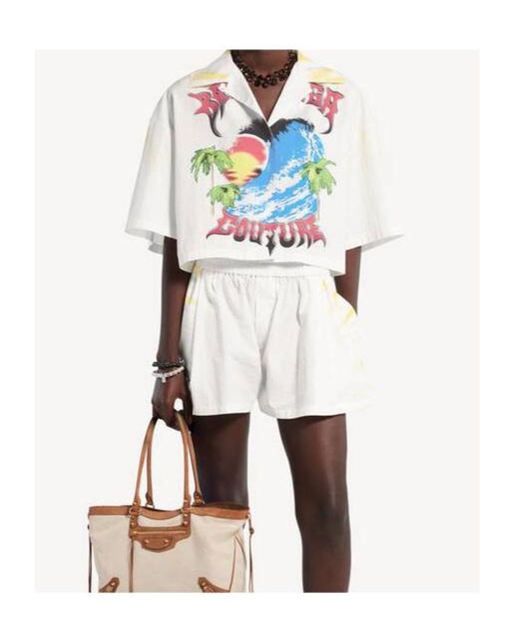 Balenciaga White Extreme Tie Dye Bowling Shirt