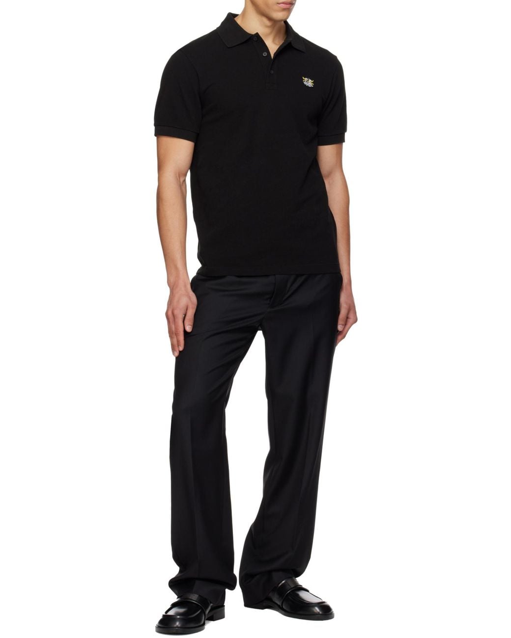 KENZO Black Wild Tiger Slim Polo Shirt for men
