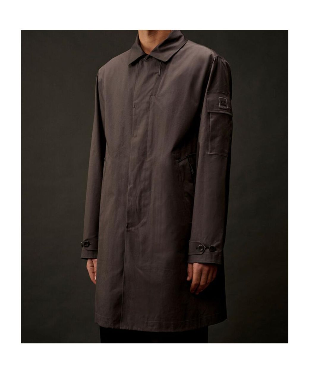 C P Company Brown Long-Sleeved Trench Coat for men