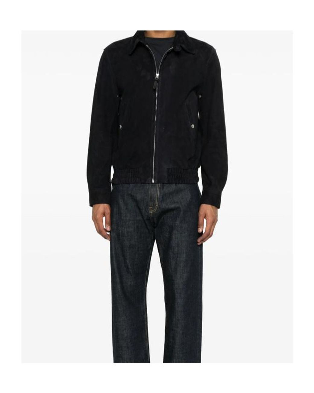 Mackage Black Zip Suede Bomber Jacket for men