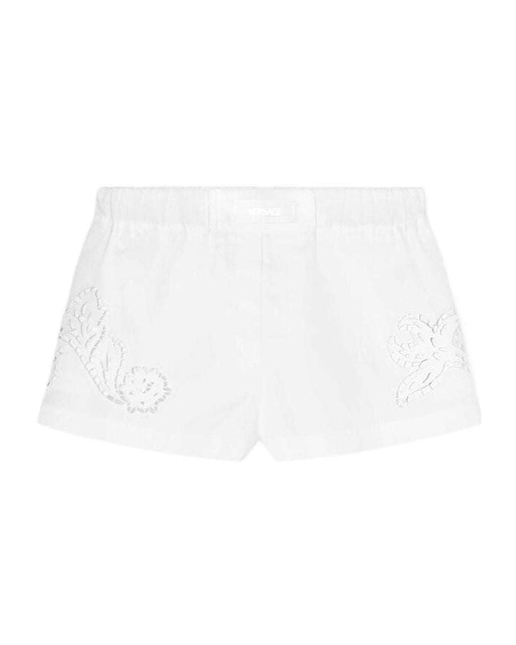 Versace White Sangallo-Embroidered Elasticated Waistband Boxer Shorts