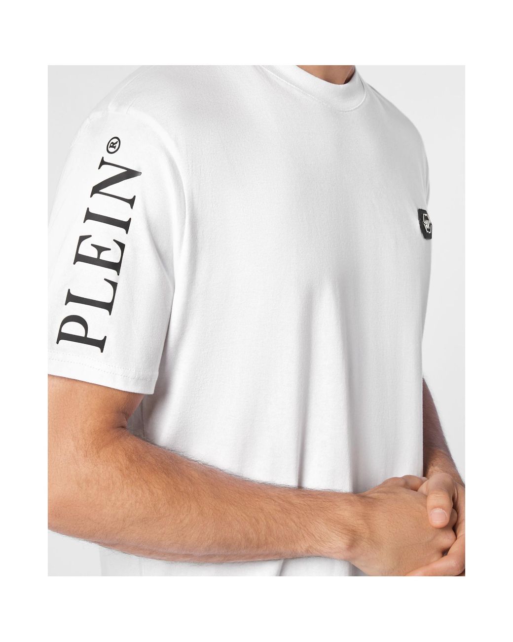 Philipp Plein White Logo-Patch Cotton T-Shirt for men
