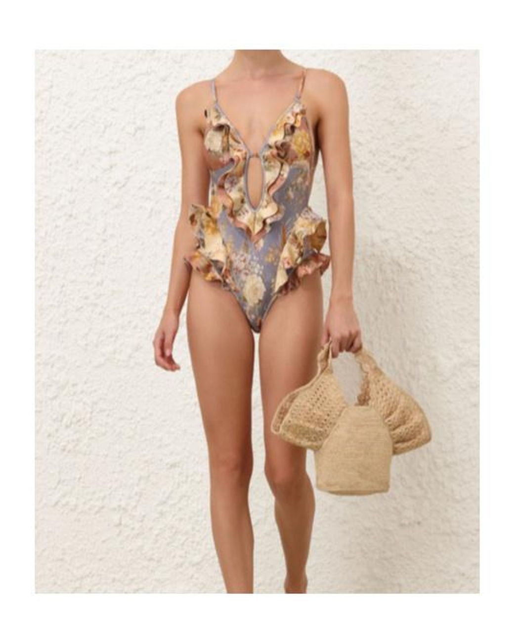 Zimmermann Multicolor Tallow Waterfall Frill Swimsuit