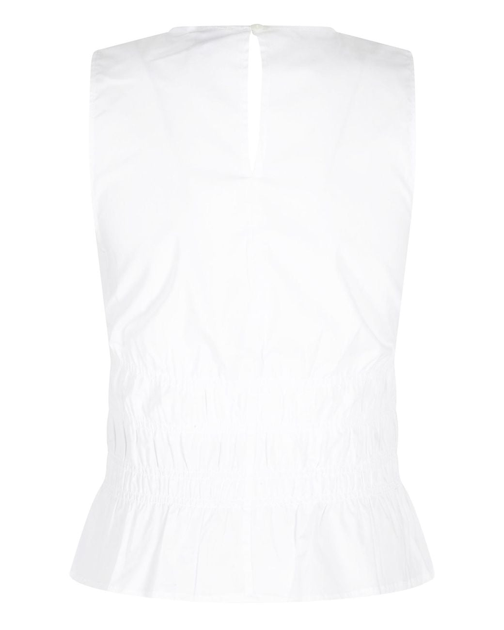 Staud White Culver Smocked Peplum Top