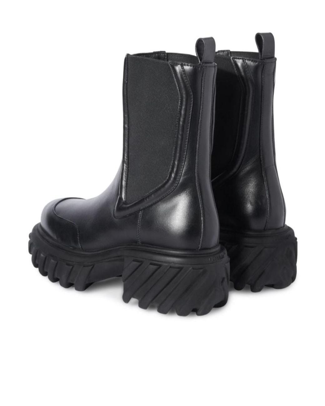 Off-White c/o Virgil Abloh Black Tractor Motor Leather Boots
