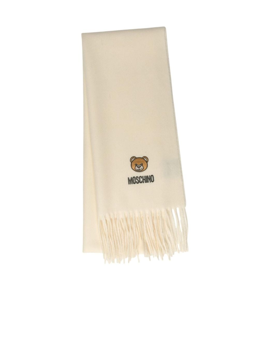 Moschino Natural Teddy Logo Fringed Scarf for men