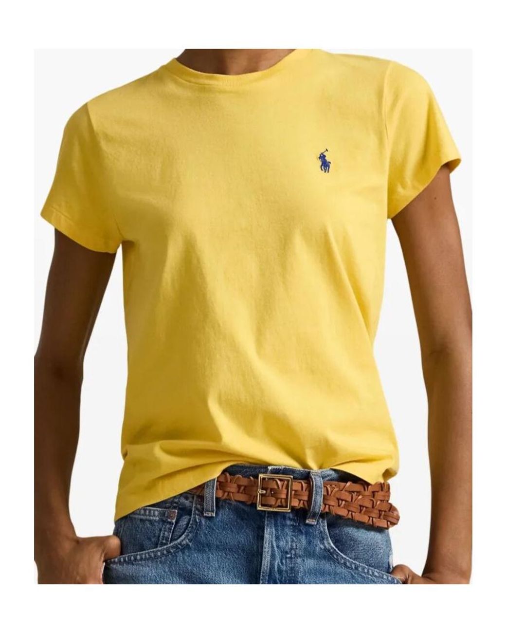 Polo Ralph Lauren Yellow Logo Embroidered Crewneck T-Shirt