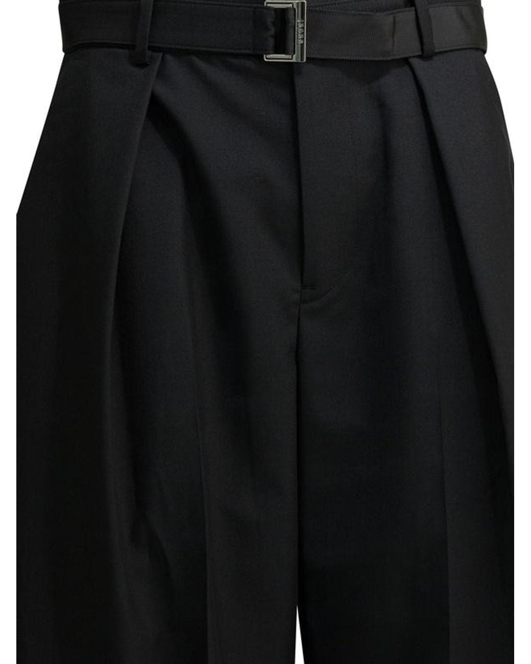 Sacai Black Wide-Leg Cropped Trousers