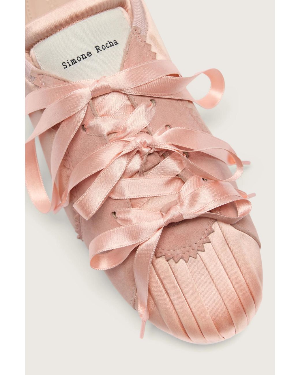 Simone Rocha Pink Lace-Up Ballet Shoes