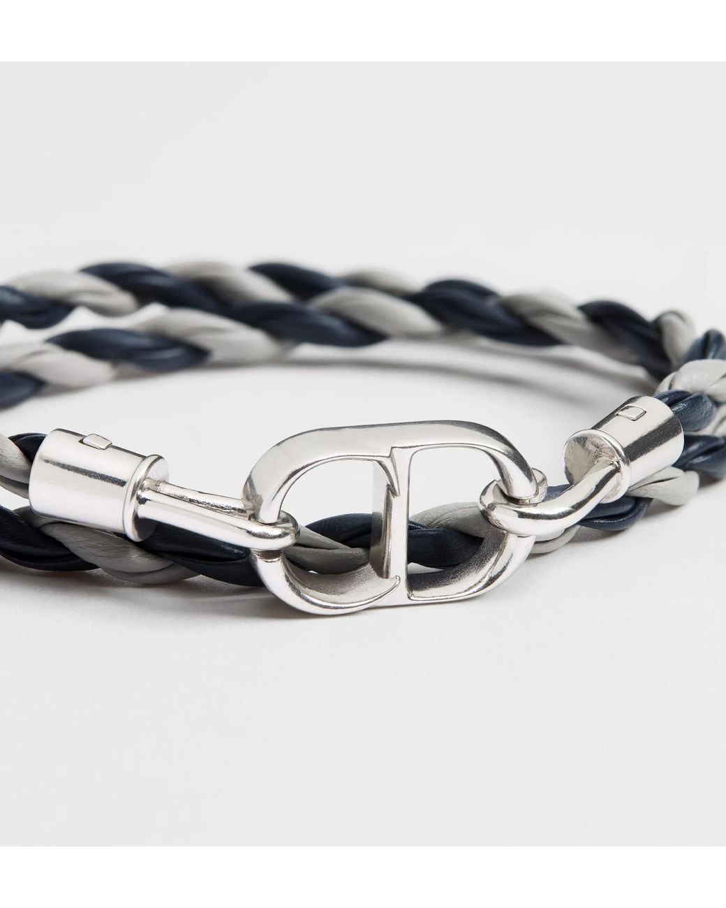Dior White Cdicon Woven Leather Double Bracelet for men