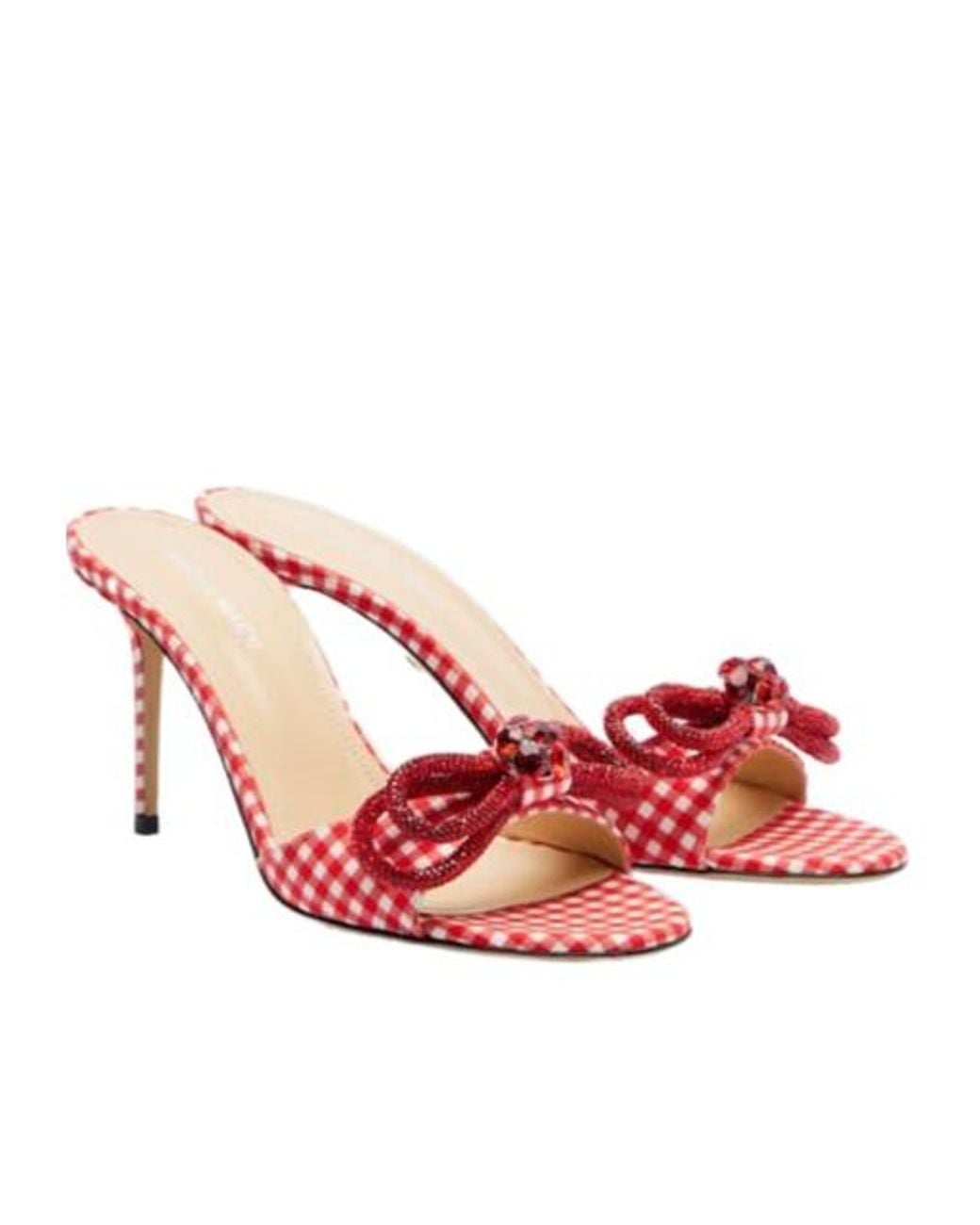 Mach & Mach Pink Double Bow 85 Gingham Mules