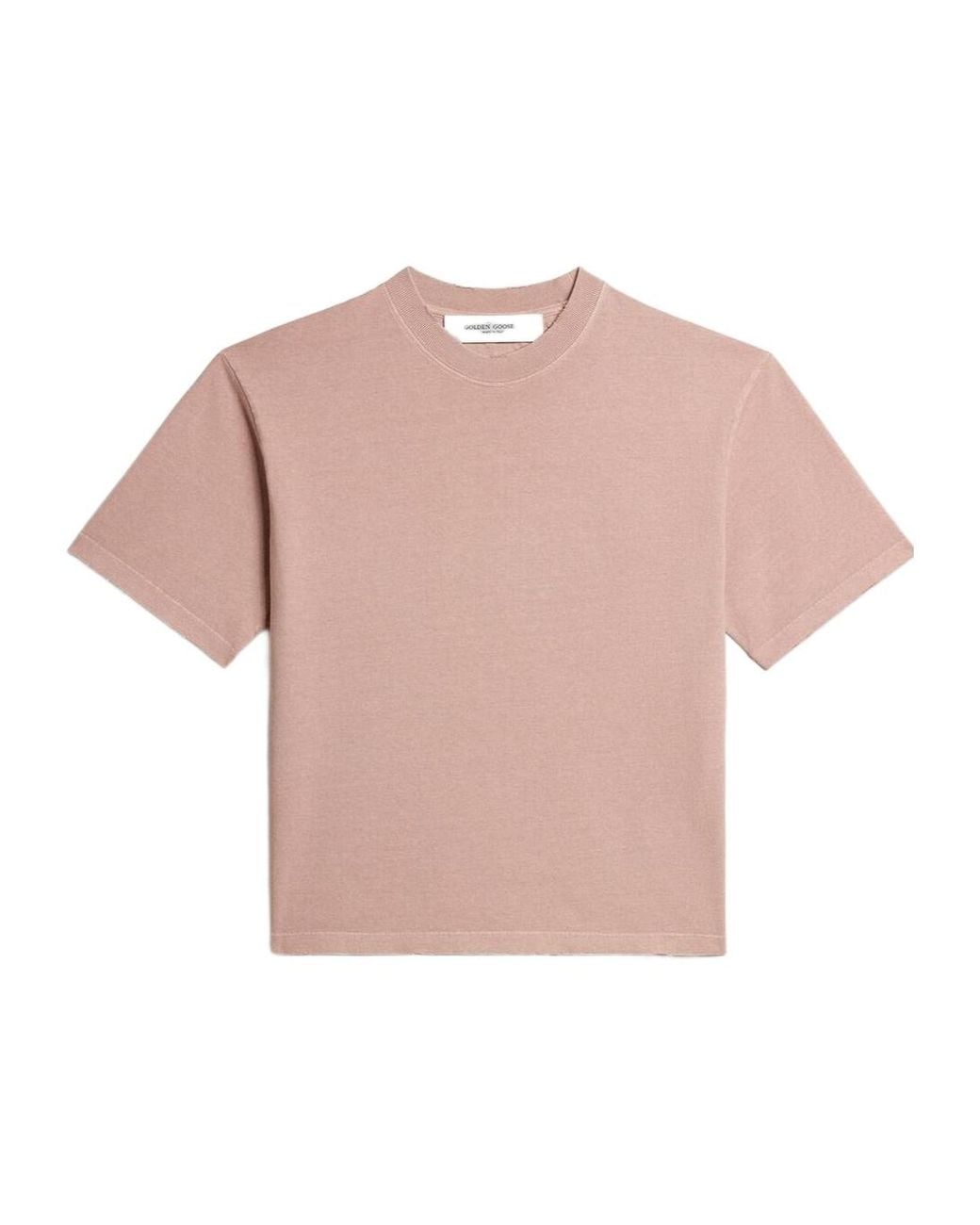 Golden Goose Deluxe Brand Pink Logo Detailed Crewneck T-Shirt