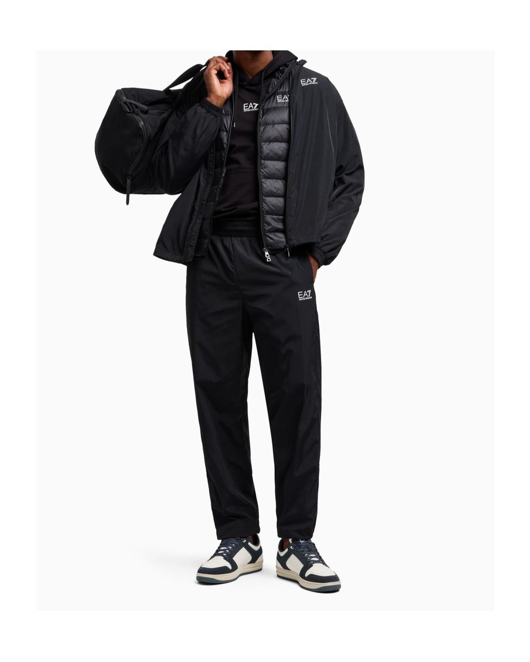 EA7 Black Core Identity Drawstring Hoodie for men
