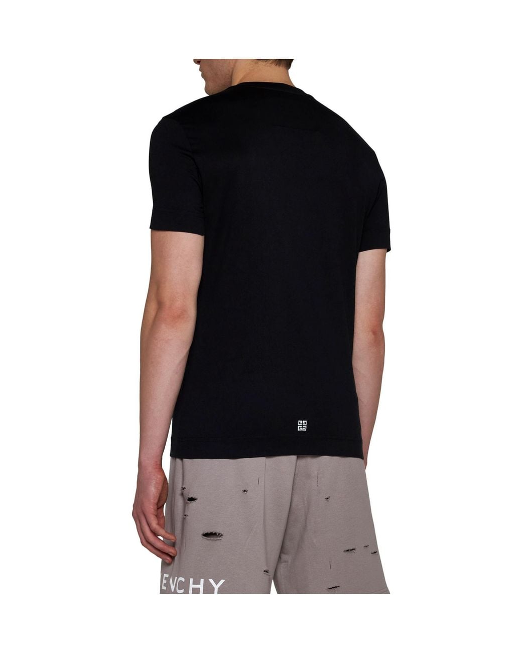 Givenchy Black 4G Embroidered Crewneck T-Shirt for men