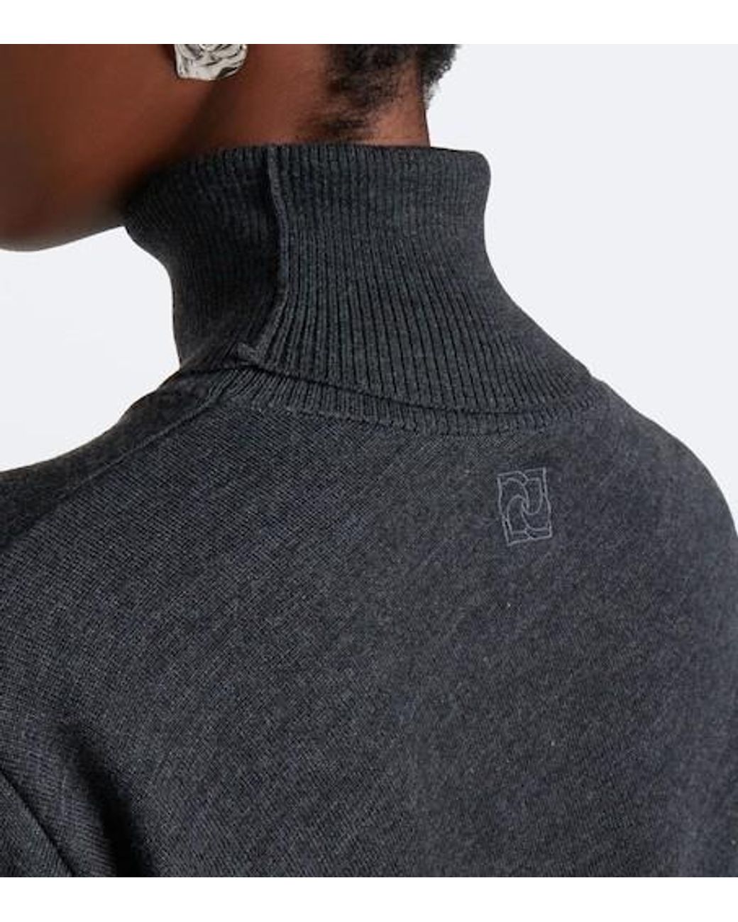 Magda Butrym Black Draped Wool Turtleneck Sweater