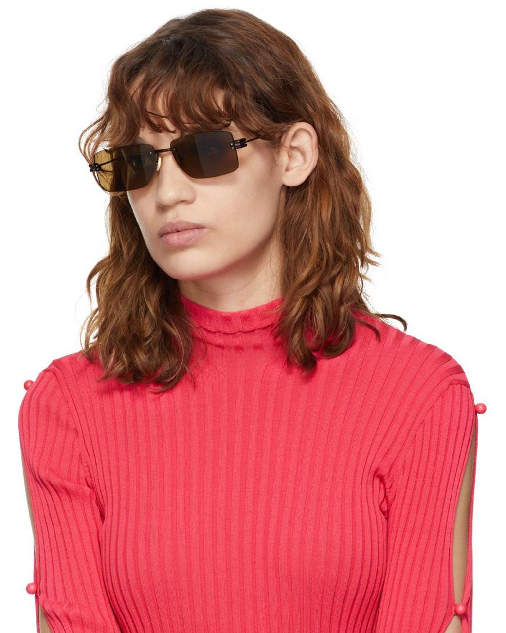 Bottega Veneta Multicolor Eyewear Rectangle-Frame Rimless Sunglasses