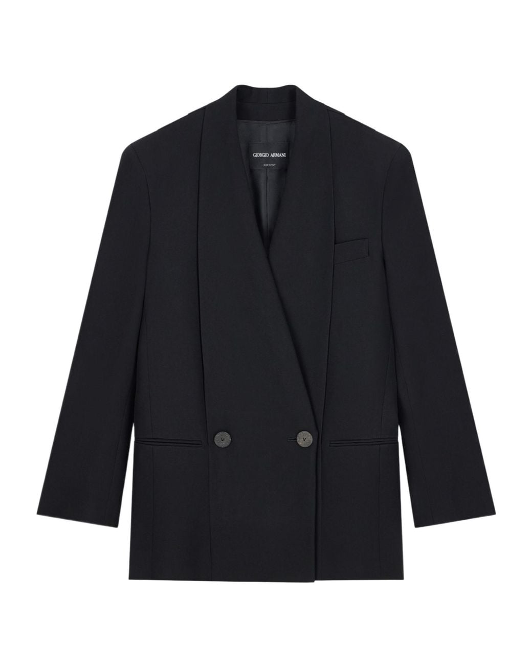 Giorgio Armani Blue Pleated-Back Double-Breasted Blazer