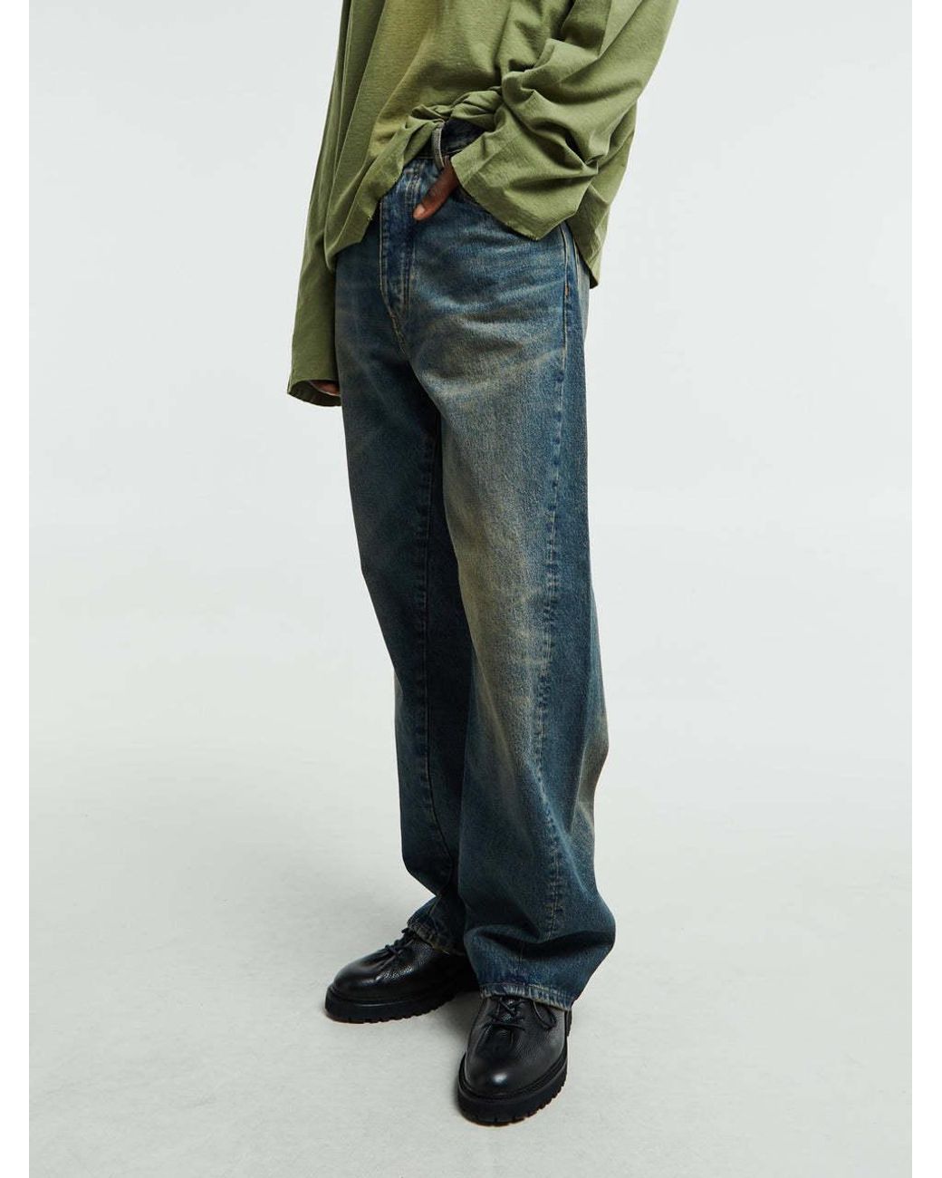 sunflower Blue Logo Patch Straight-Leg Jeans for men