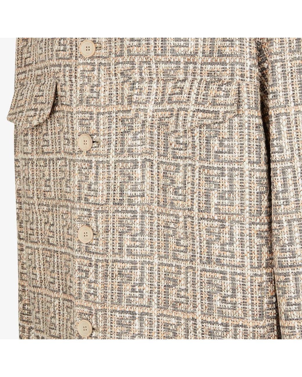 Fendi Natural Ff Monogram Embroidered Buttoned Jacket for men