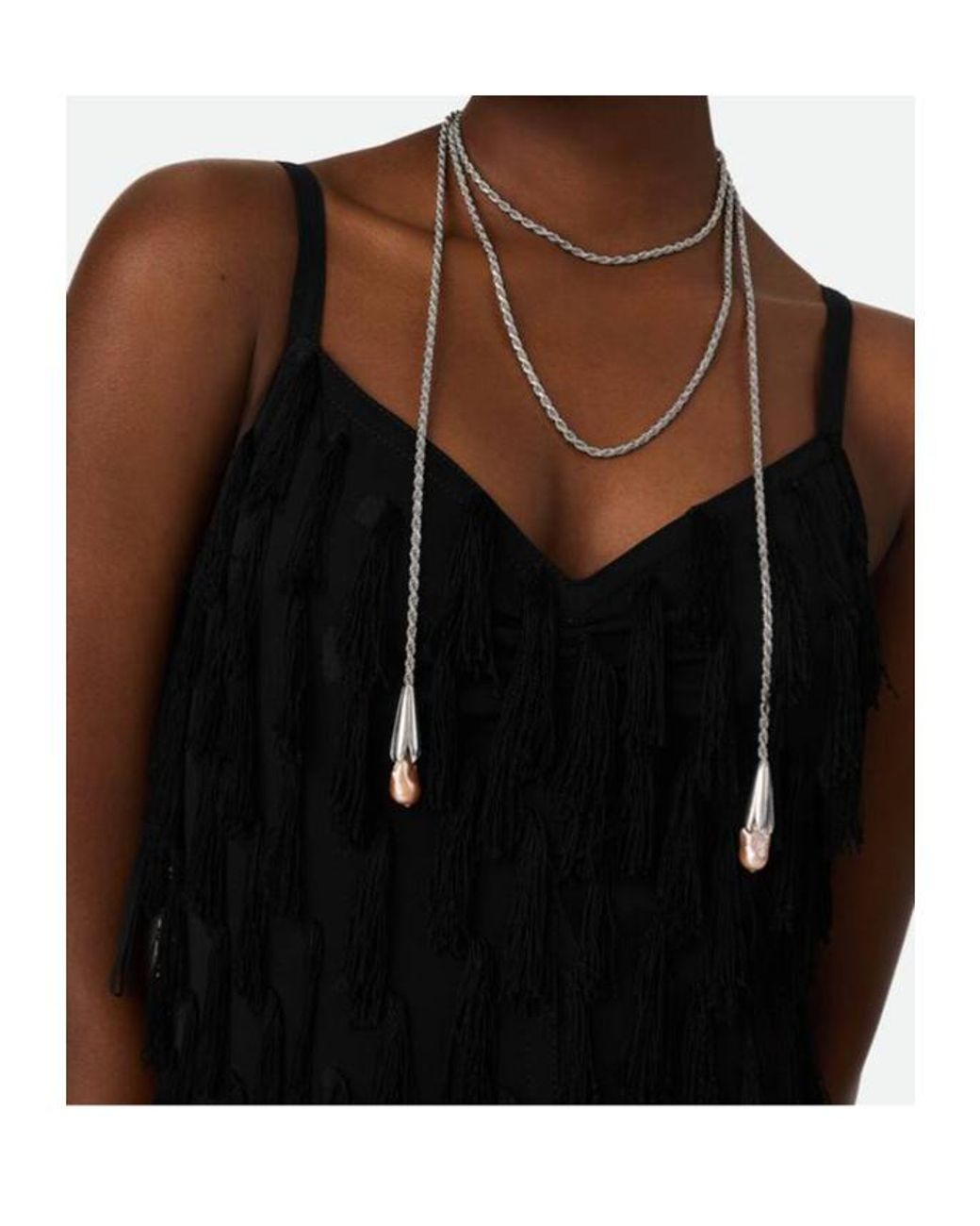 Bottega Veneta White Pearl Scarf Necklace