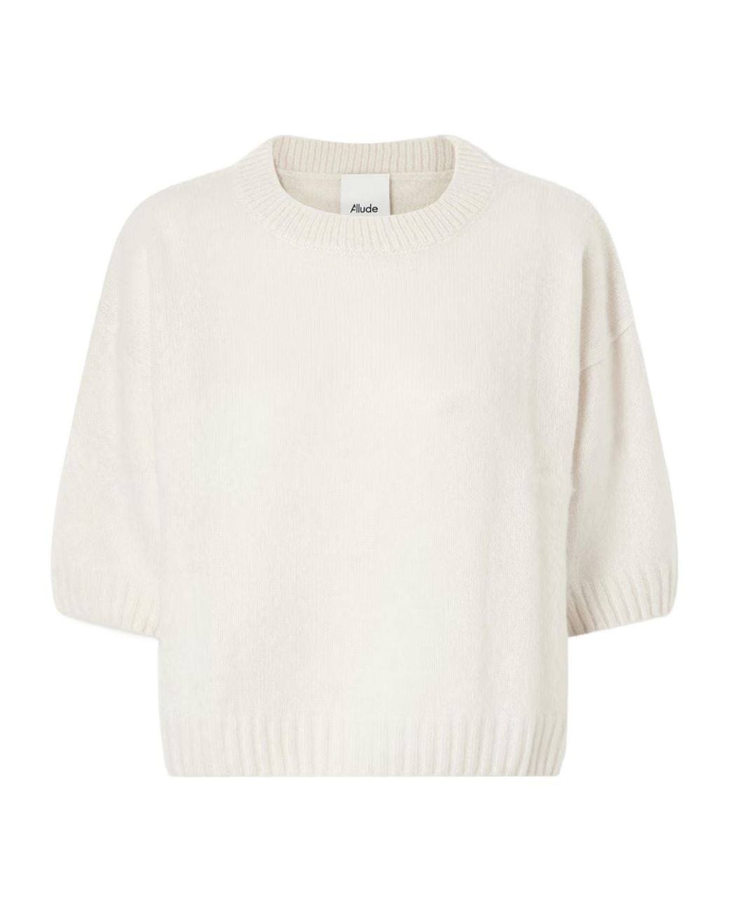 Allude White Ribbedtrim Sweater