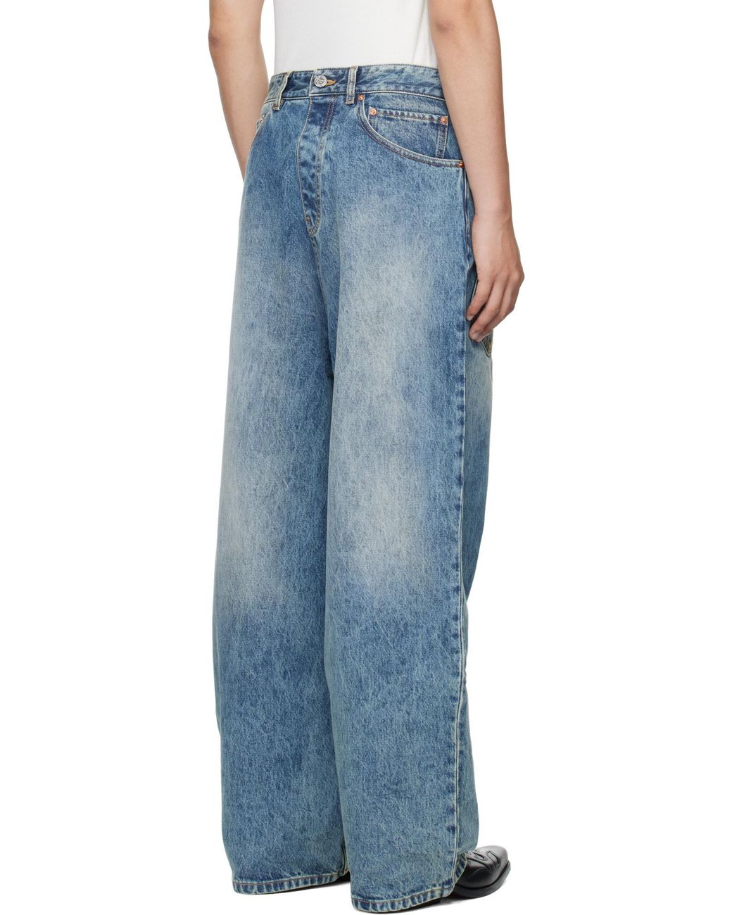 Vetements Blue Distressed V-Yoke Jeans for men