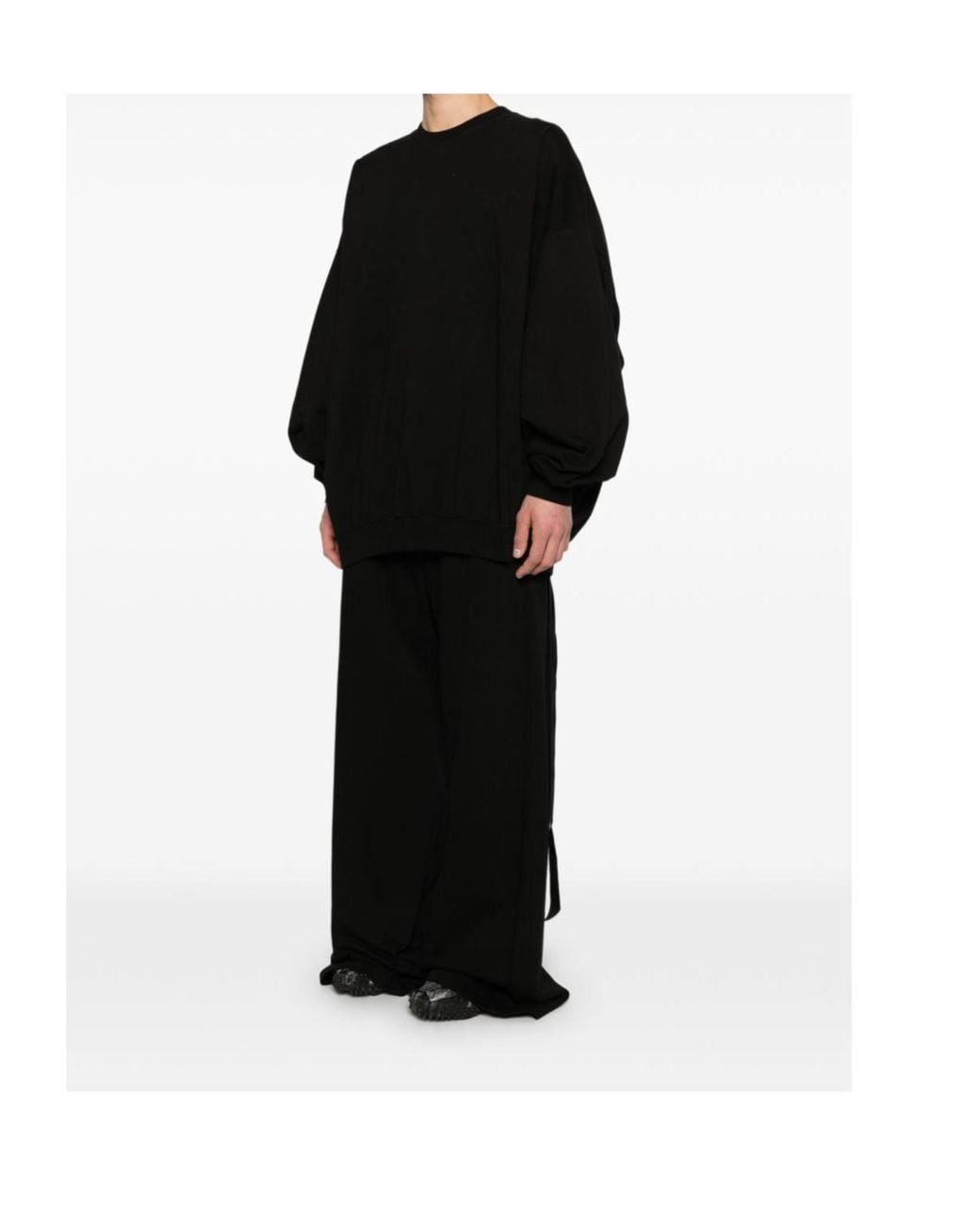 Rick Owens Black Hun Tie-Detail Sweatshirt for men