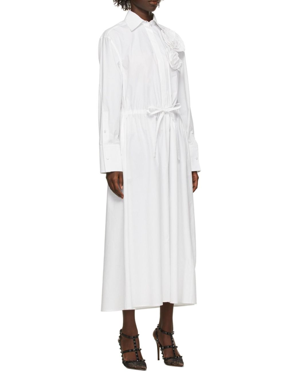 Valentino White Floral Appliqué Shirtdress