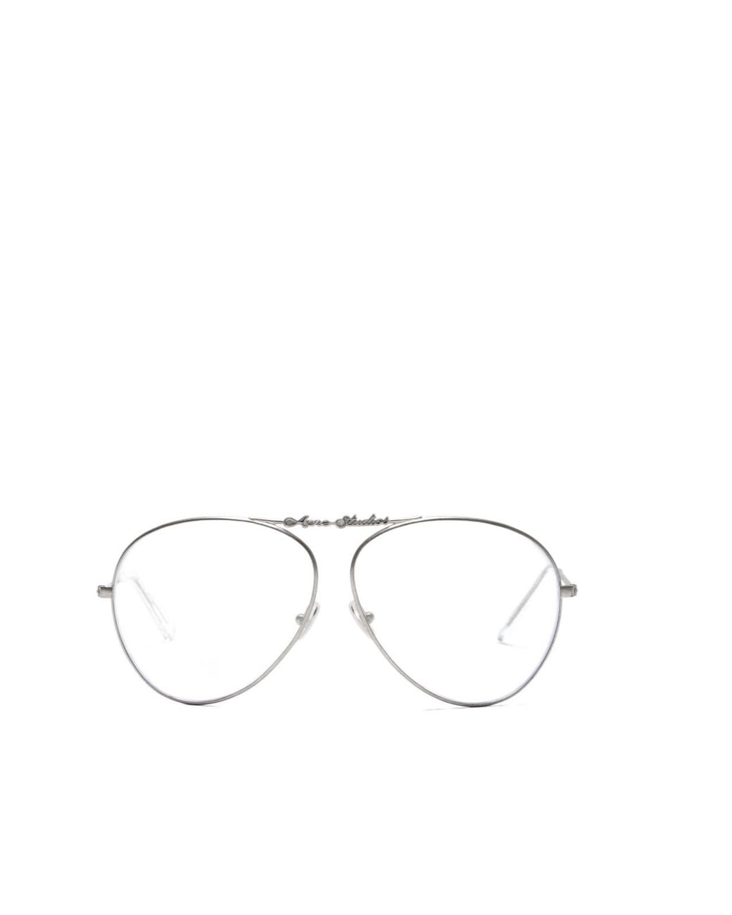 Acne White Logo-Detail Pilot-Frame Glasses