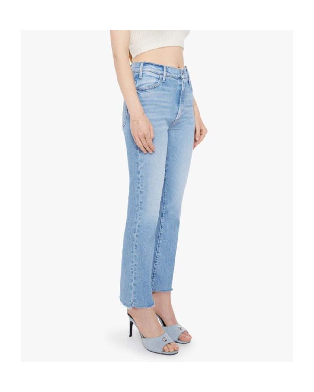 Mother Blue The Hustler Frayed-Hem Jeans