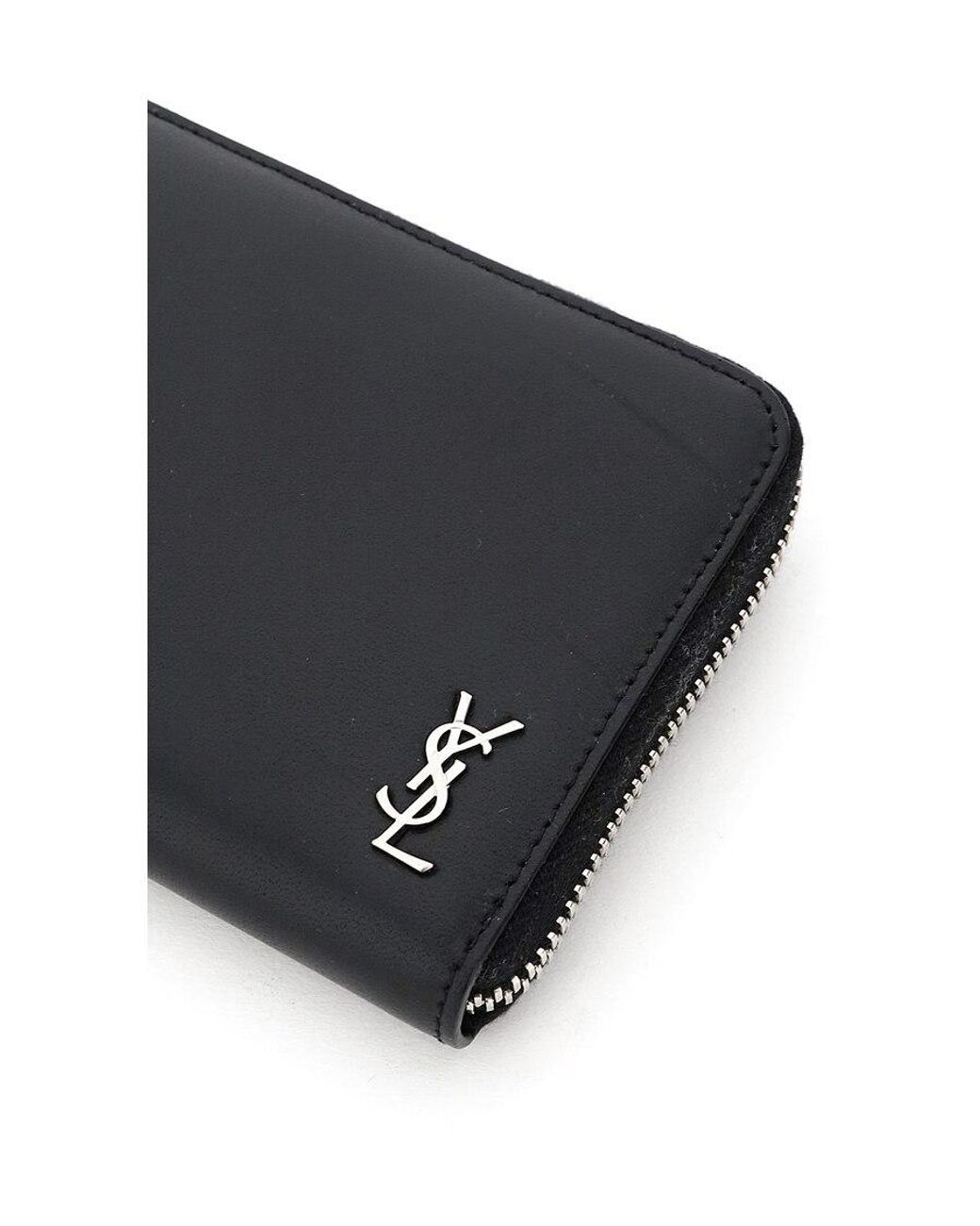 Saint Laurent Black Leather Logo-Plaque Wallet for men
