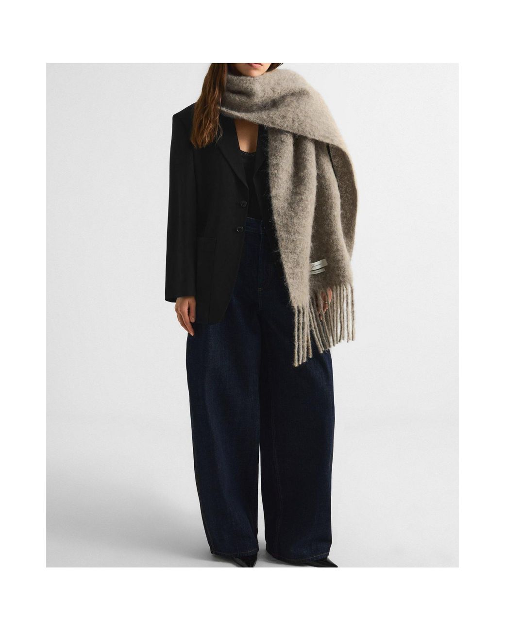 Jacquemus White Fringe-Long Scarf