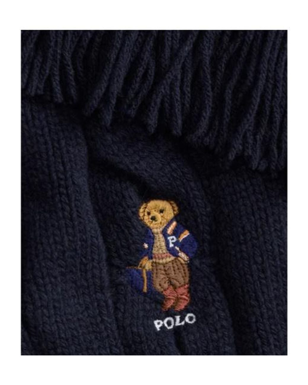 Polo Ralph Lauren Blue Polo Bear Cable-Knit Scarf