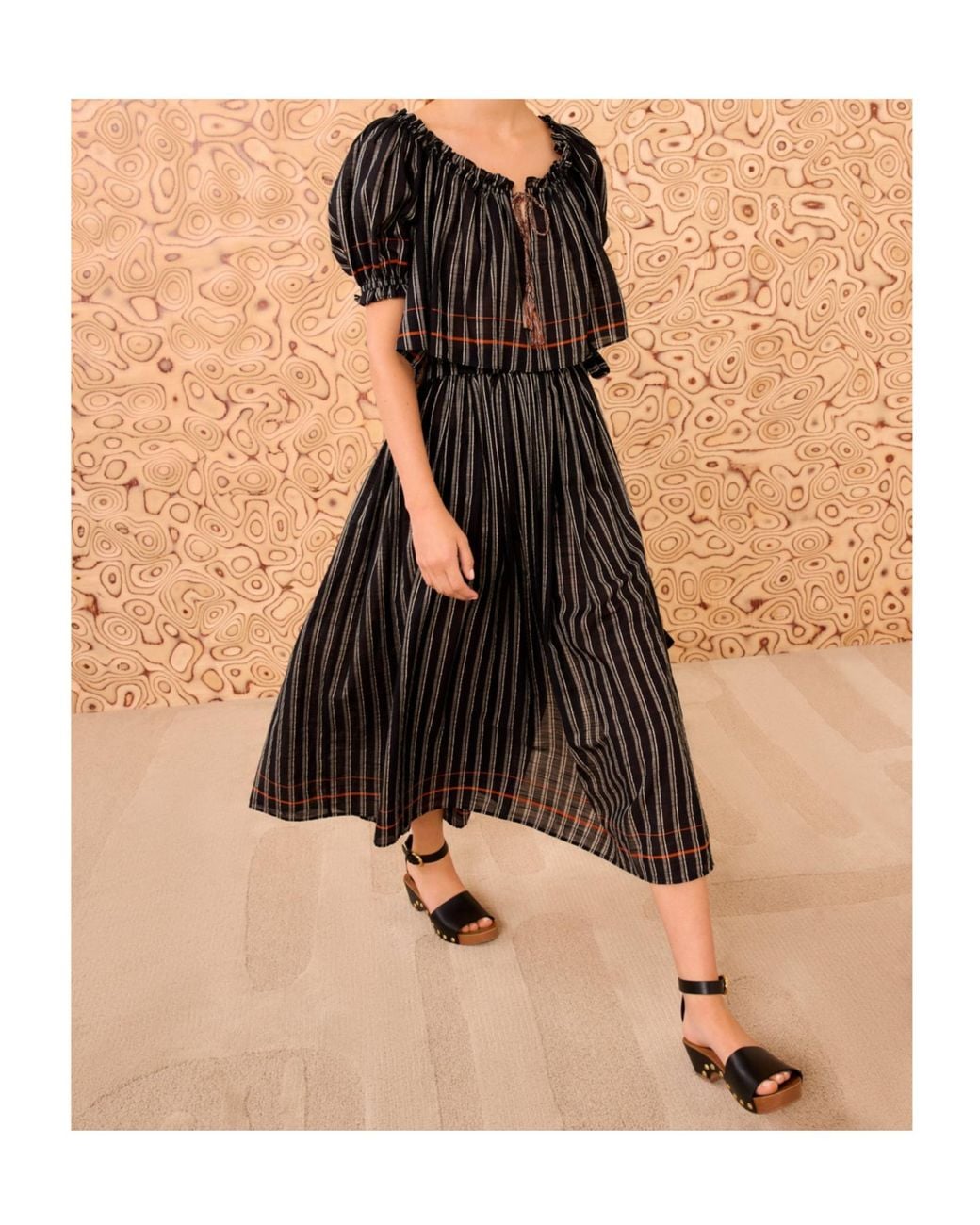Ulla Johnson Black Paros Striped Top Coverup
