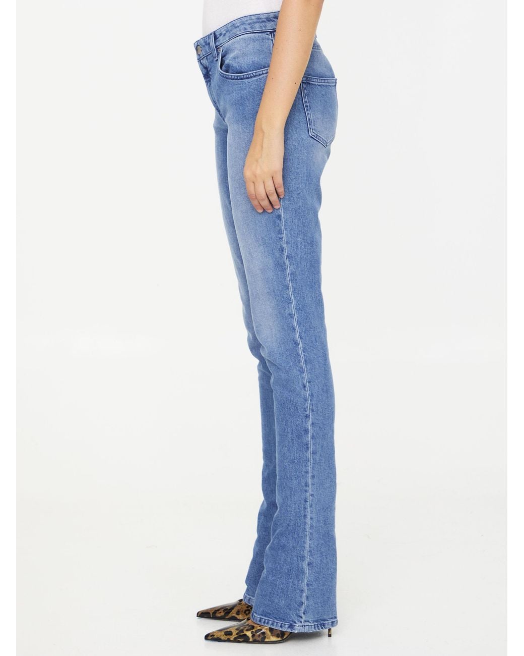 Dolce & Gabbana Blue Logo Plaque Bootcut Jeans