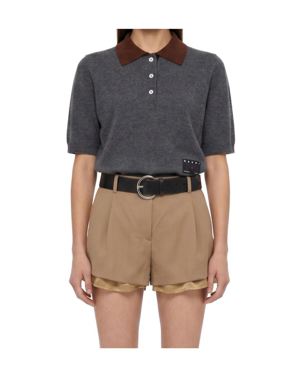 Marni Gray Short-Sleeve Polo Top