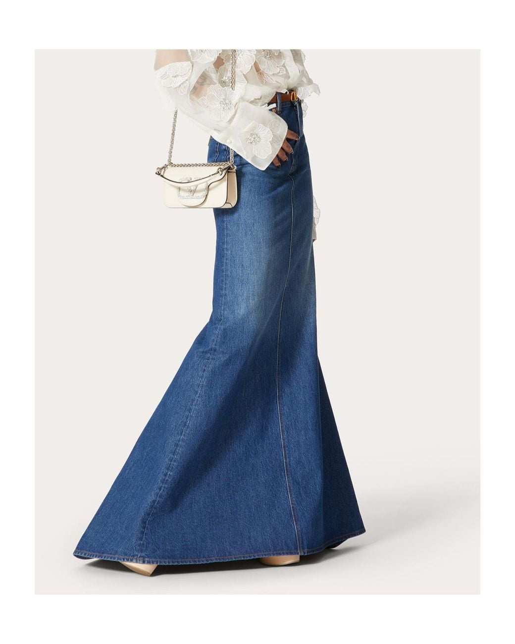 Valentino Blue High Waist Denim Skirt
