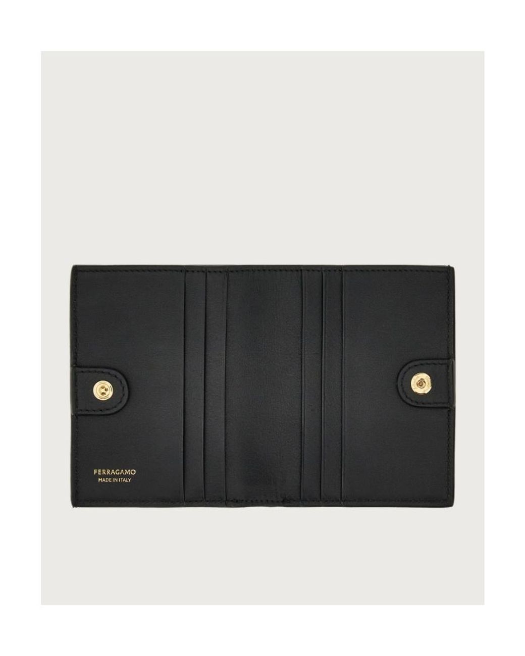 Ferragamo Black Ferragamo Gancini Clasp Compact Wallet