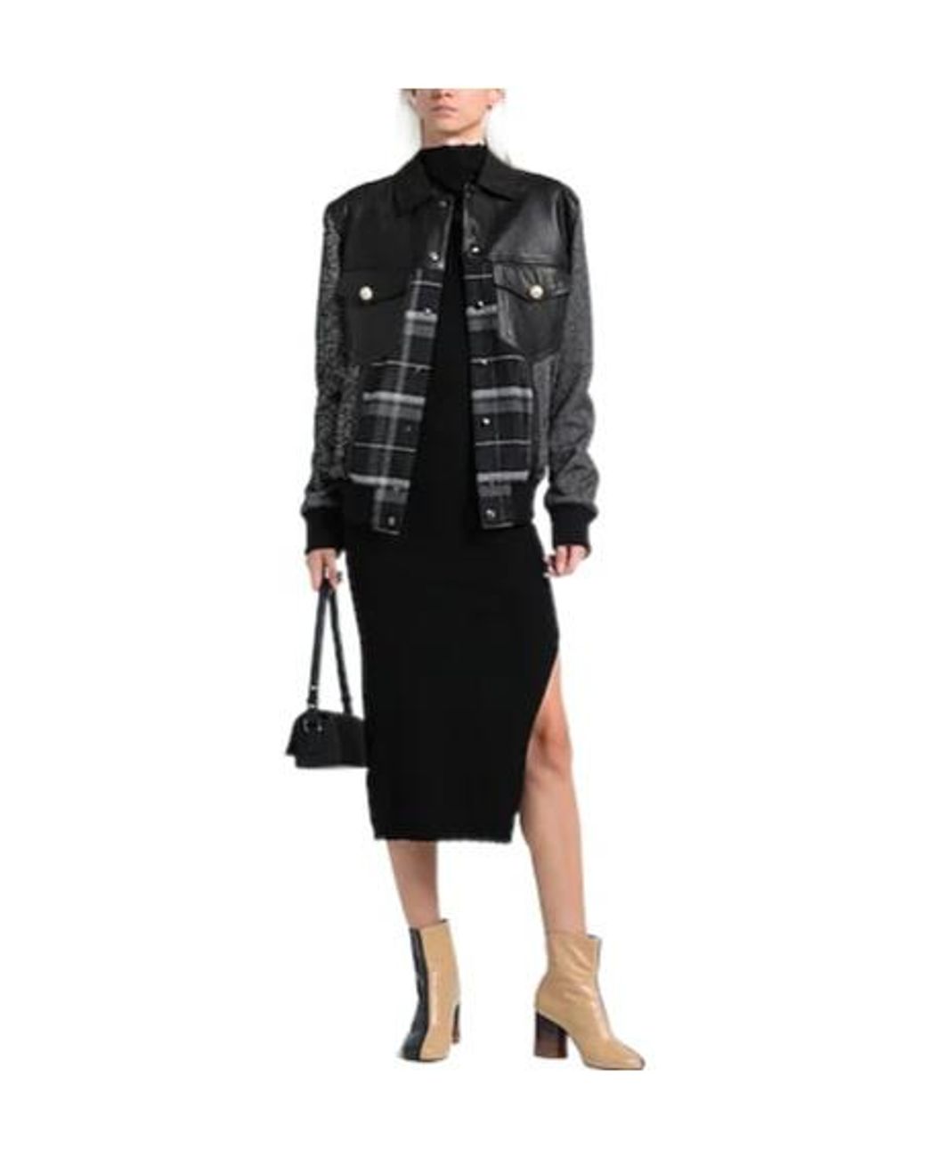 Dolce & Gabbana Black Plaid Flight Jacket