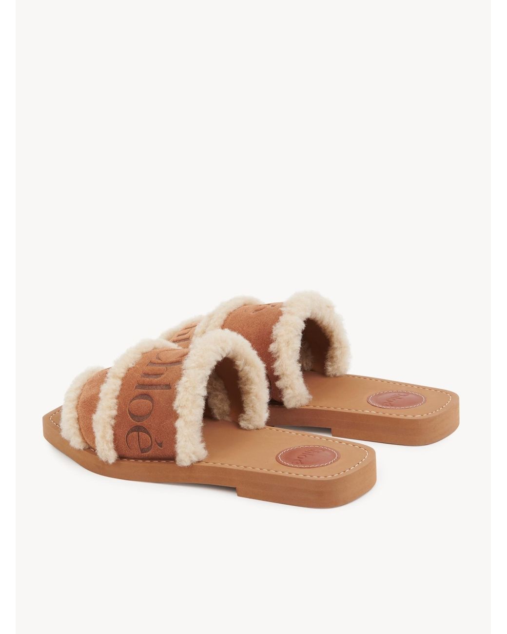 Chloé Brown Chloé Woody Shearling Sandals