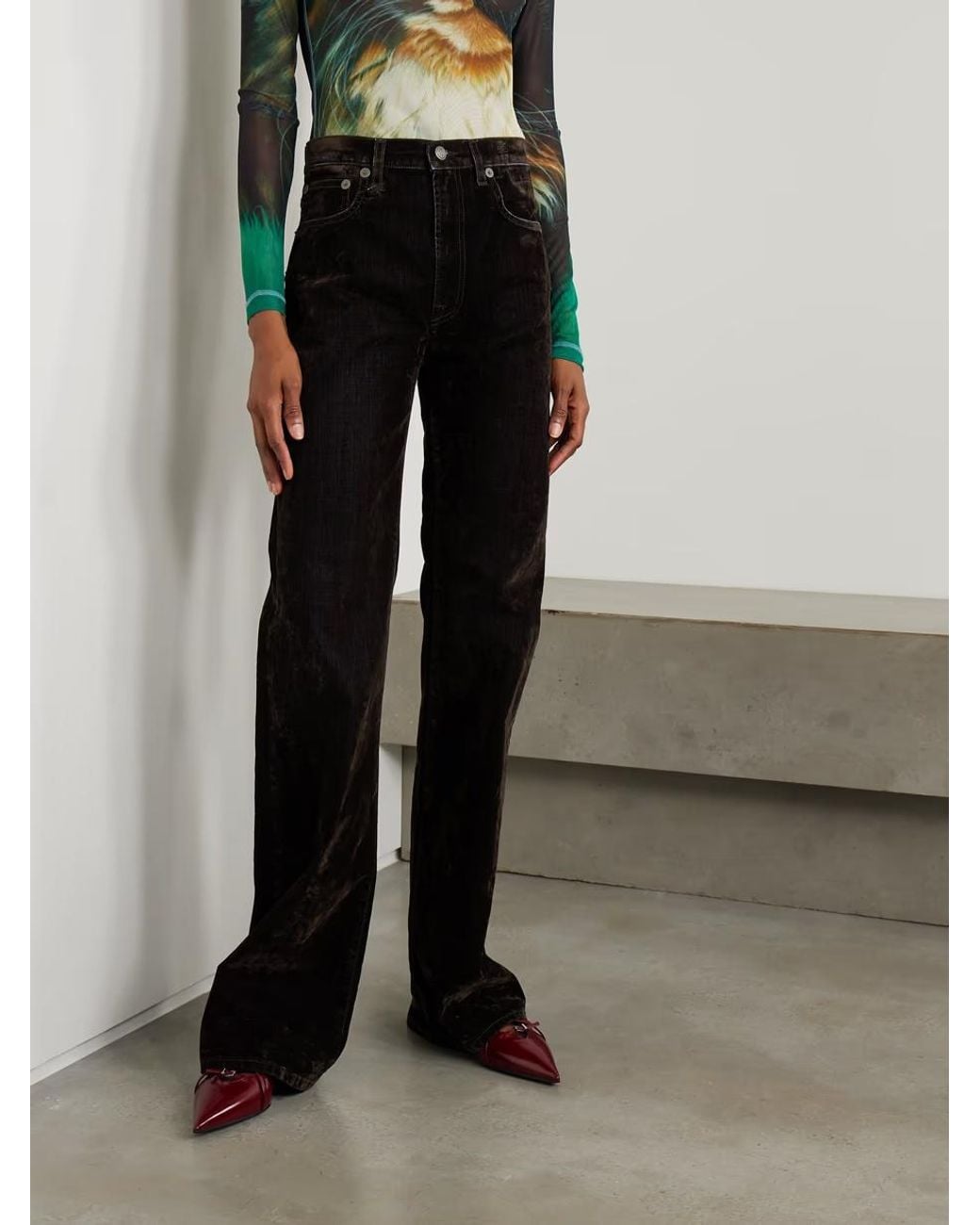 R13 Black High-Rise Flared Denim Trousers