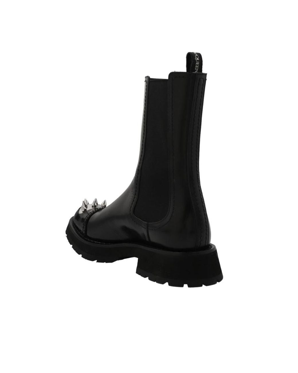 McQueen Black Studded Toe Chelsea Boots for men