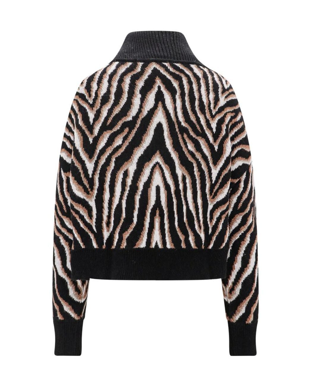 Erika Cavallini Semi Couture Black Patterned-Intarsia Wool-Blend Jumper