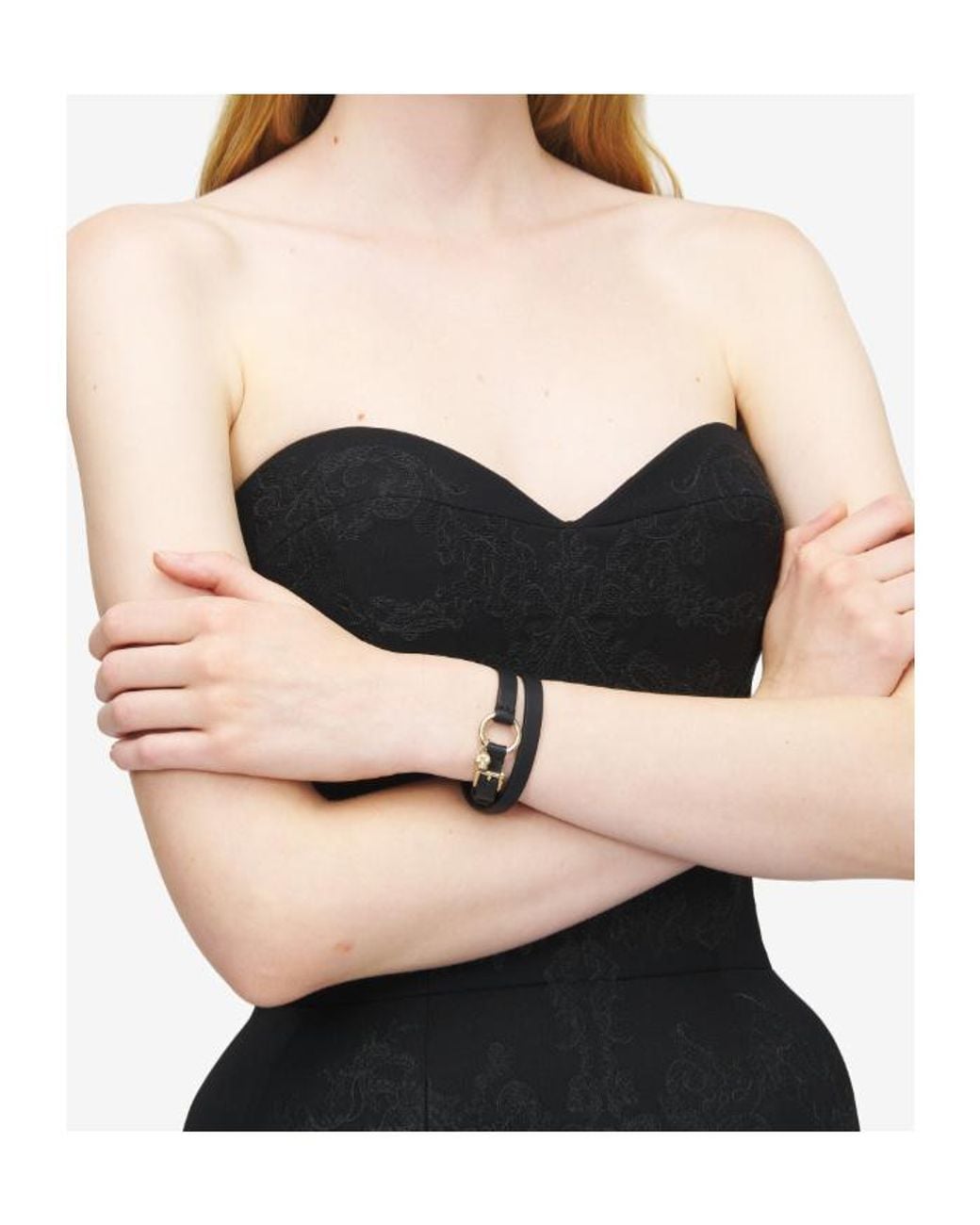 McQueen Black Skull Ring Double Wrap Bracelet