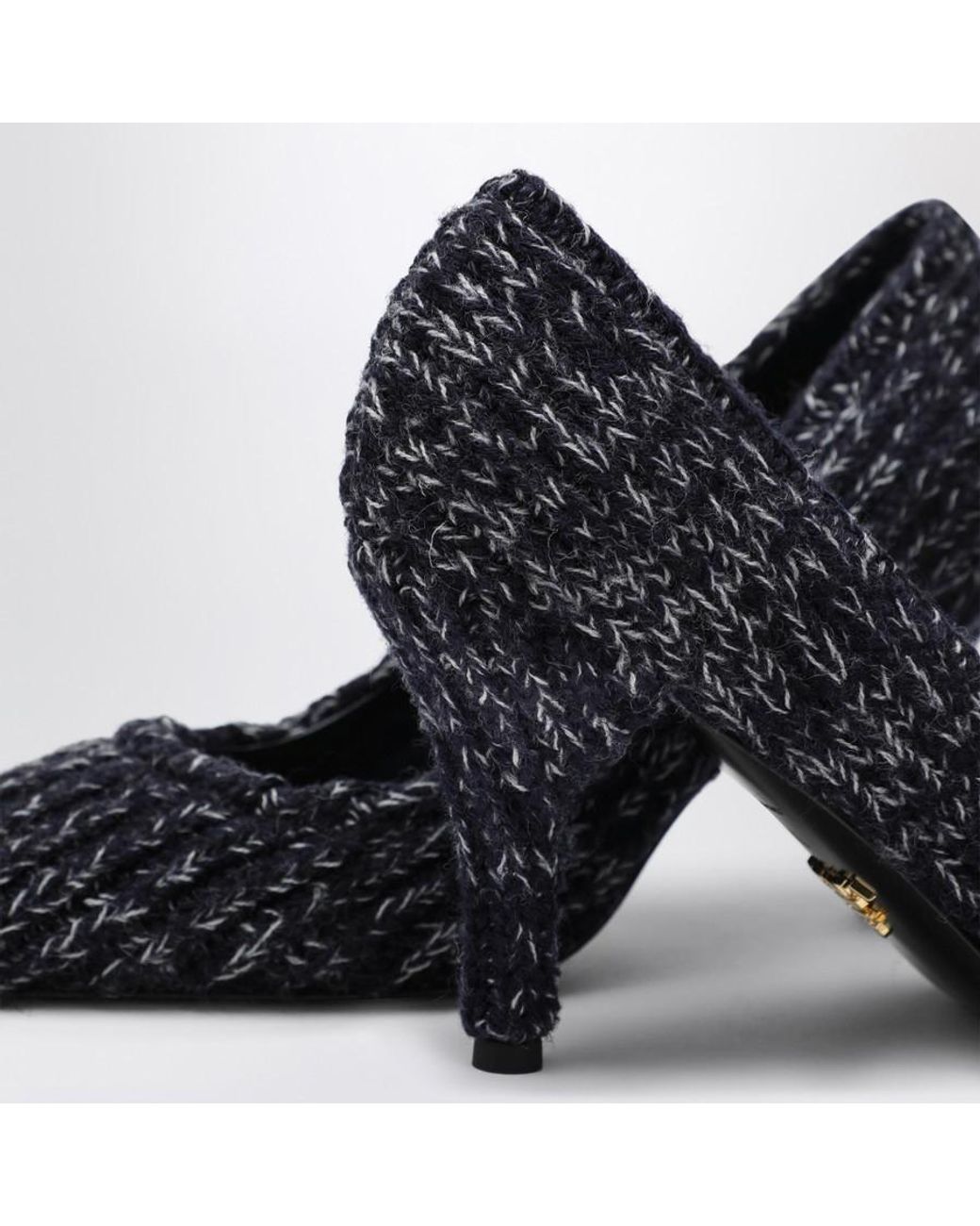 Prada Blue 85Mm Knitted Pumps