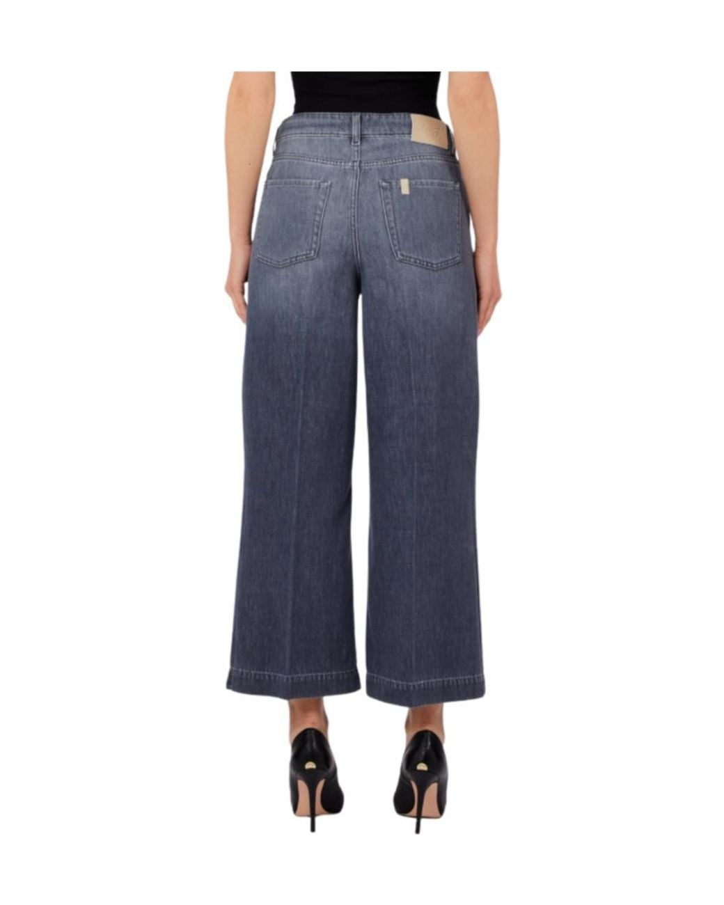 Liu Jo Blue Cropped Logo Patch Jeans