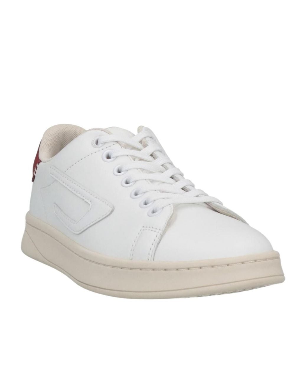 DIESEL White Two-Tone Low-Top Leather Shoes
