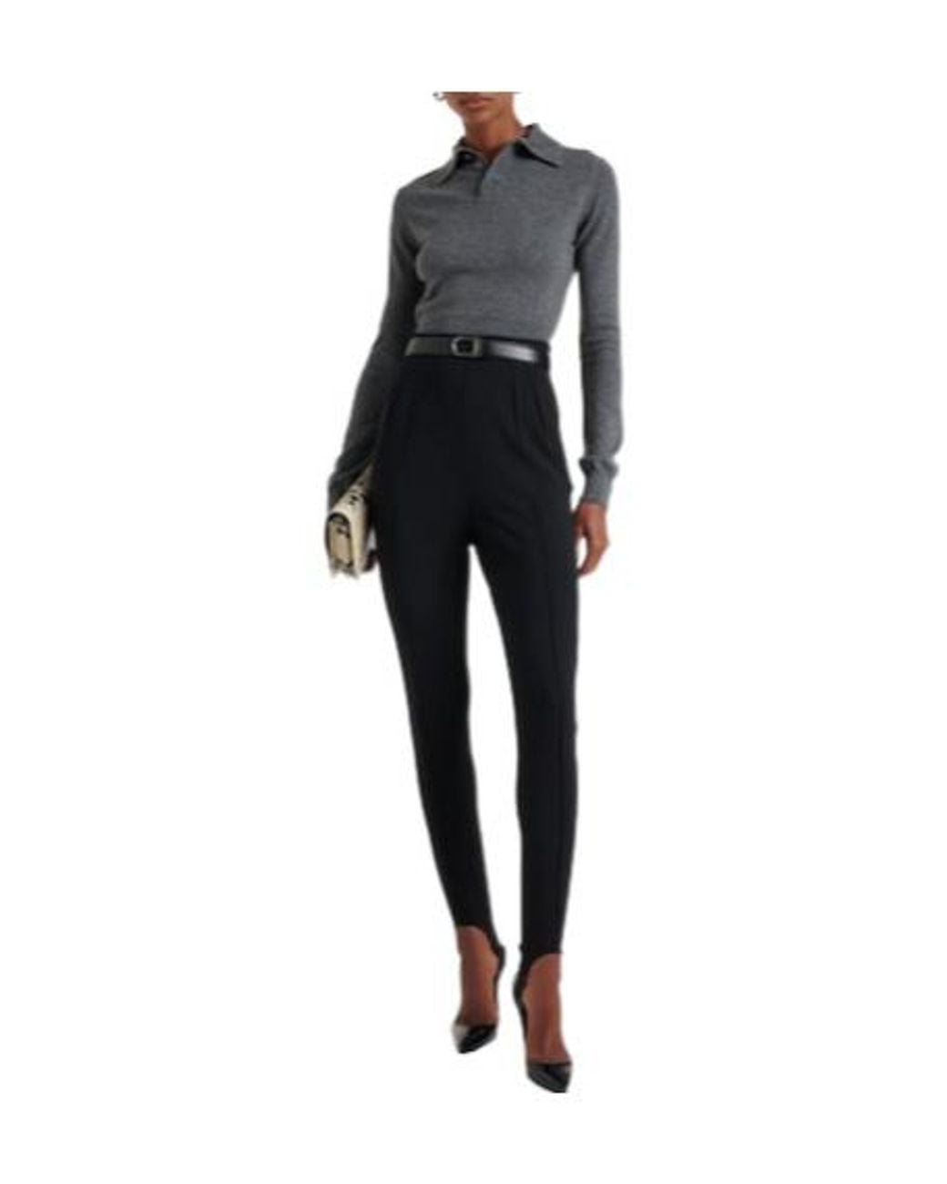 Mugler Black Wool-Blend Stirrup Leggings
