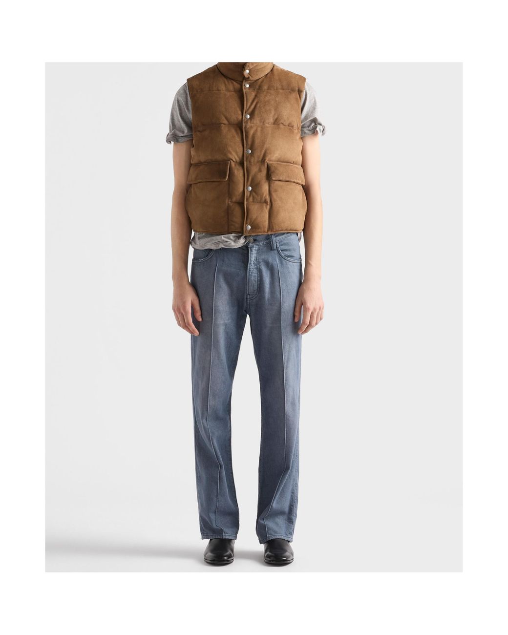 Prada Brown Button-Up Down Gilet for men